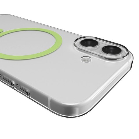 Etui Puro Lite Mag TPU+PC kompatybilne z MagSafe na iPhone 17 - przezroczyste z zielonym pierścieniem