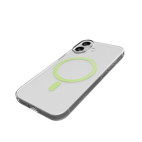 Etui Puro Lite Mag TPU+PC kompatybilne z MagSafe na iPhone 17 - przezroczyste z zielonym pierścieniem