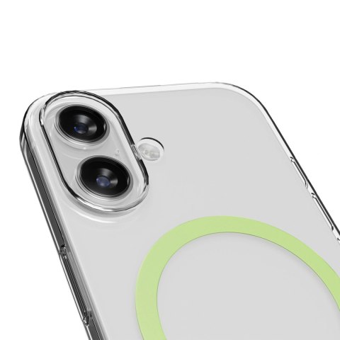 Etui Puro Lite Mag TPU+PC kompatybilne z MagSafe na iPhone 17 - przezroczyste z zielonym pierścieniem