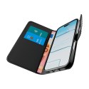 Etui Puro Wallet Stand na iPhone 17 Pro z ekoskóry, z klapką, portfelem i funkcją podstawki - czarne