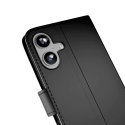 Etui Puro Wallet Stand na iPhone 17 z ekoskóry, z klapką, portfelem i funkcją podstawki - czarne