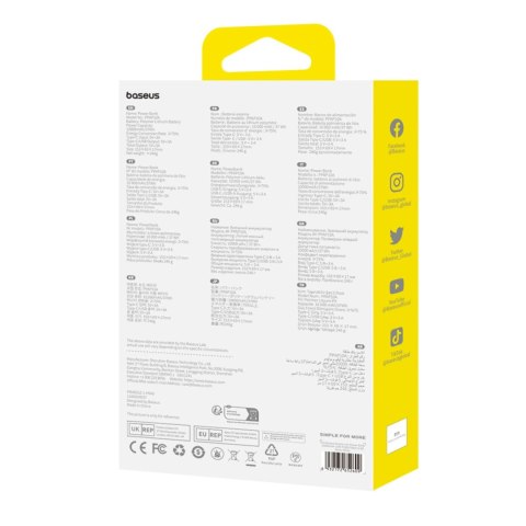 Powerbank Baseus Airpow Lite 10000mAh 15W z kablem Baseus Simple USB-A - USB-C 30cm - biały