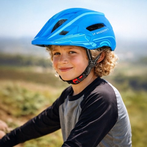 Kask rowerowy fullface dziecięcy Wozinsky z tylną lampką USB S - niebieski