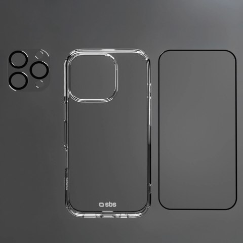 Zestaw SBS z technologią D3O na iPhone 16 Pro Max - etui + szkło ochronne na ekran i aparat - przezroczyste