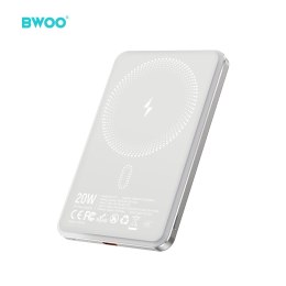 BWOO P79 ultracienki powerbank 20W 5000mAh z ładowaniem magnetycznym jasno szary
