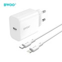 BWOO ładowarka sieciowa CDA233 PD 20W 1x USB-C biała + kabel USB-C - lightning