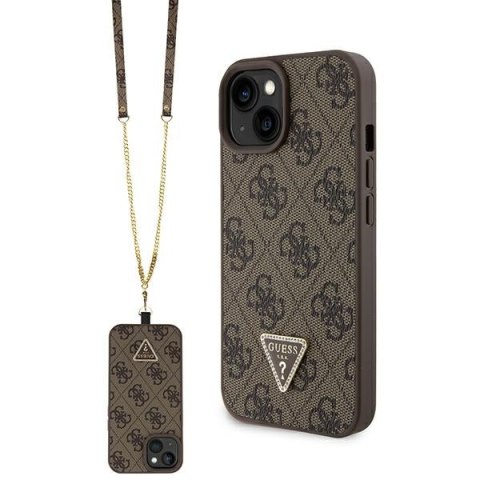 Guess nakładka do iPhone 15 Plus 6,7" GUHCP15MP4TDSCPW brązowa hardcase Crossbody 4G Metal Logo
