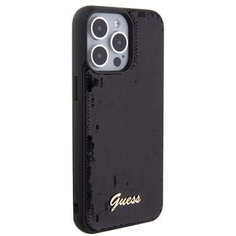 Guess nakładka do iPhone 15 Pro Max 6,7" GUHCP15XPSFDGSK czarna HC Sequin Script Metal