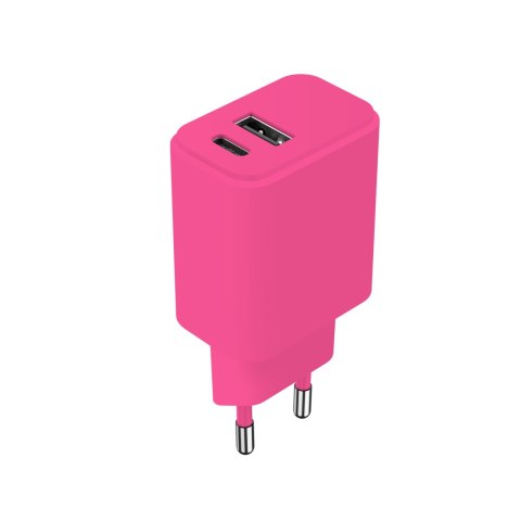 Setty ładowarka sieciowa USB + USB-C 20W LSIM-AC-206 różowa
