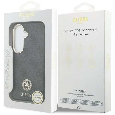 Etui Guess 4G Rhinestone Round Logo MagSafe na Samsung Galaxy S26 - czarne