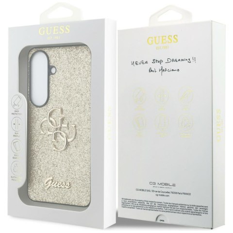 Guess nakładka Fixed Glitter Big 4G Metal Logo do Samsung Galaxy S26 złota