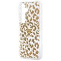 Guess nakładka IML Leopard Print Triangle MagSafe do Samsung Galaxy S26 brązowa