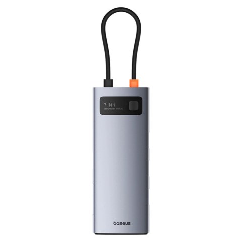 Hub USB-C Baseus Metal Gleam 7w1 HDMI 4K 60Hz / 3x USB 3.0 / USB-C PD / SD / microSD - szary