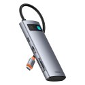 Hub USB-C Baseus Metal Gleam 7w1 HDMI 4K 60Hz / 3x USB 3.0 / USB-C PD / SD / microSD - szary