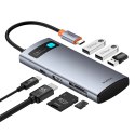 Hub USB-C Baseus Metal Gleam 7w1 HDMI 4K 60Hz / 3x USB 3.0 / USB-C PD / SD / microSD - szary