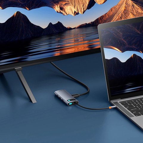 Hub USB-C Baseus Metal Gleam 7w1 HDMI 4K 60Hz / 3x USB 3.0 / USB-C PD / SD / microSD - szary
