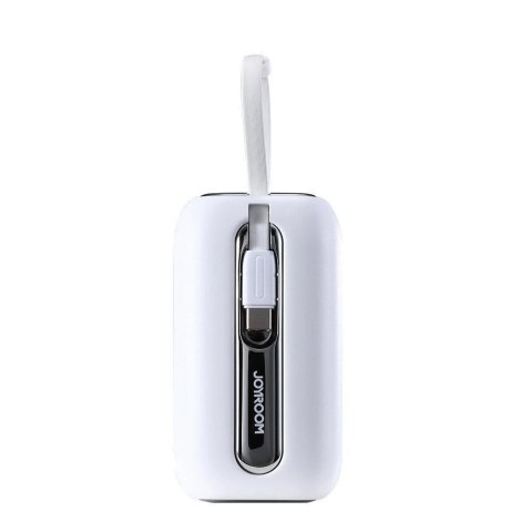 Joyroom mini powerbank 10000mAh Colorful Series 22.5W z 2 wbudowanymi kablami USB C i Lightning biały (JR-L012)