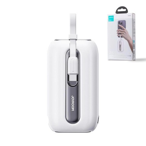 Joyroom mini powerbank 10000mAh Colorful Series 22.5W z 2 wbudowanymi kablami USB C i Lightning biały (JR-L012)
