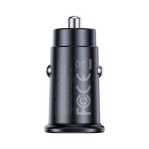 Ładowarka samochodowa Baseus GoTrip USB-C / USB-A 30W - czarna