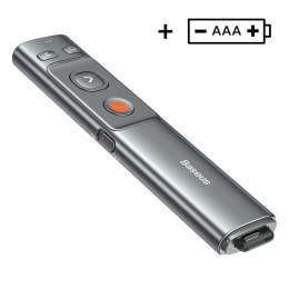 Wskaźnik laserowy Baseus Orange Dot bezprzewodowy do prezentacji - szary (z baterią)