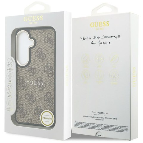 Guess nakładka 4G Embossed Ring MagSafe do Samsung Galaxy S26 Plus brązowa