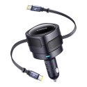 Ładowarka samochodowa Baseus Enjoyment Max 60W z dwoma zwijanymi kablami USB-C - czarna