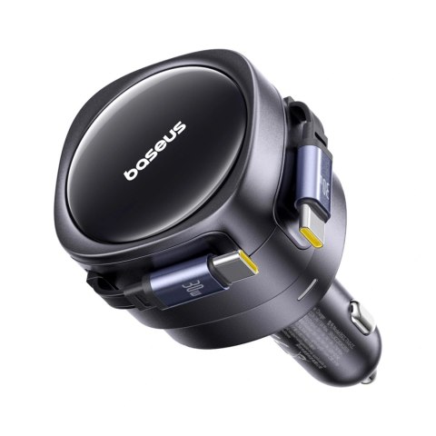 Ładowarka samochodowa Baseus Enjoyment Max 60W z dwoma zwijanymi kablami USB-C - czarna