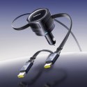 Ładowarka samochodowa Baseus Enjoyment Max 60W z dwoma zwijanymi kablami USB-C - czarna