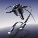 Ładowarka samochodowa Baseus Enjoyment Max 60W ze zwijanymi kablami USB-C i Lightning - czarna