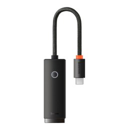 Baseus Lite Series zewnętrzna karta sieciowa USB Typ C - RJ-45 1Gbps (1000Mbps) czarny (WKQX000301)