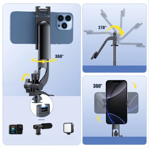 Wozinsky Selfie stick WC1Y30S teleskopowy tripod 1.3m z uchwytem na telefon - czarny