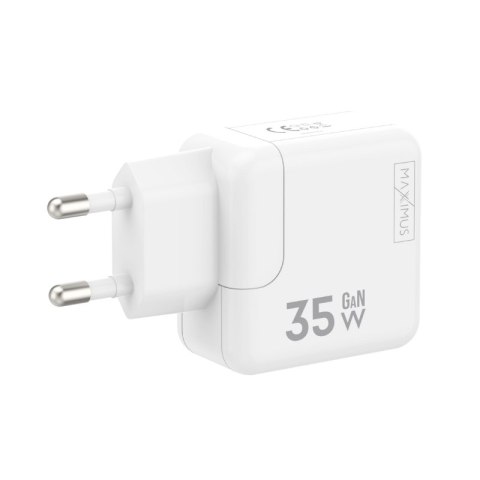 Ładowarka sieciowa MX Burst GaN PD 35W, 2xUSB-C + kabel PD 65W C/C, WHITE/BIAŁY