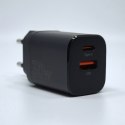 Ładowarka sieciowa MX Carbon 30W PD+QC, USB-A+C BLACK / CZARNY
