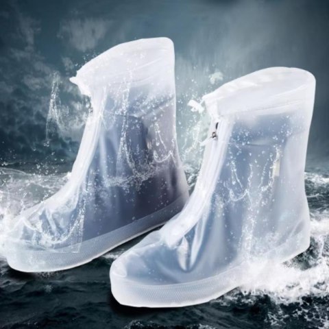 PRZECIWDESZCZOWE NAKŁADKI NA BUTY L (39-40) NA SUWAK, WHITE / BIAŁY