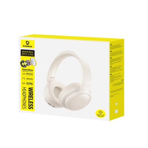 Słuchawki bezprzewodowe Baseus Bass BH1 Lite nauszne Bluetooth 6.0 - białe