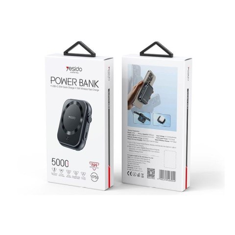 Yesido Powerbank YP59 5 000 mAh 20W USB-C + 15W MagSafe, BLACK / CZARNY