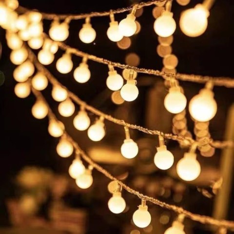 Girlanda 1.5m (10 lampek LED) USB Kulki na Balkon, WARM WHITE / CIEPŁY BIAŁY