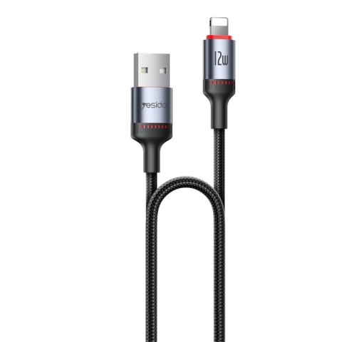 Yesido Kabel CA129L 12W USB-Lightning 1.2m 2A, BLACK / CZARNY