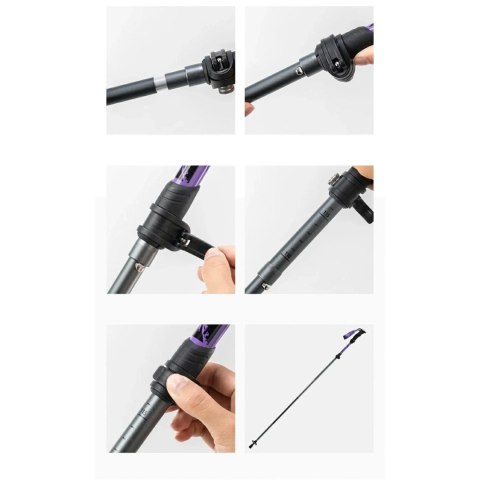 Kijek trekkingowy Qunature nordic walking aluminiowy 110 - 130 cm 1 szt. - fioletowy