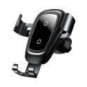 Baseus Metal Gravity Wireless Charger metalowy uchwyt samochodowy na kratkę wentylacyjną bezprzewodowa ładowarka Qi czarny (WXYL