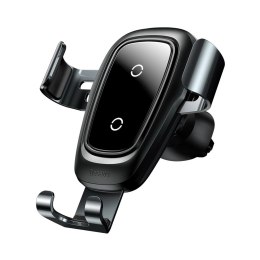 Baseus Metal Gravity Wireless Charger metalowy uchwyt samochodowy na kratkę wentylacyjną bezprzewodowa ładowarka Qi czarny (WXYL
