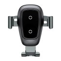 Baseus Metal Gravity Wireless Charger metalowy uchwyt samochodowy na kratkę wentylacyjną bezprzewodowa ładowarka Qi czarny (WXYL