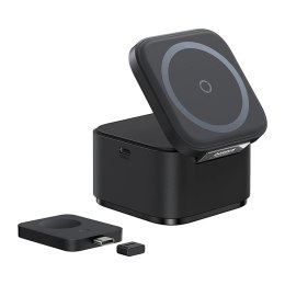 Ładowarka indukcyjna Baseus MagPro 3w1 25W kompatybilna z MagSafe do telefonu i smartwatcha - czarna