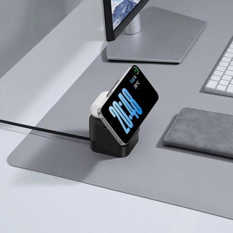 Ładowarka indukcyjna Baseus MagPro 3w1 25W kompatybilna z MagSafe do telefonu i smartwatcha - czarna