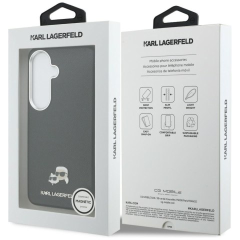 Karl Lagerfeld nakładka Saffiano KC Metal Logo MagSafe do Samsung Galaxy S26 czarna