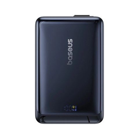 Powerbank Baseus Nomos 10000mAh 30W Qi2 z podstawką kompatybilny z MagSafe z wbudowanym kablem USB-C - czarny