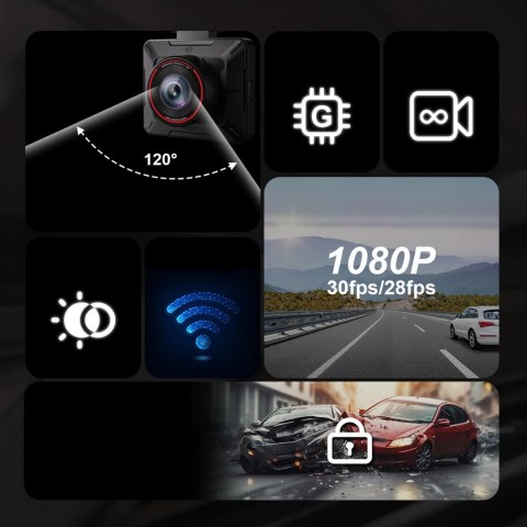Kamera samochodowa AKEEYO P1 wideorejestrator FullHD 30fps - czarna