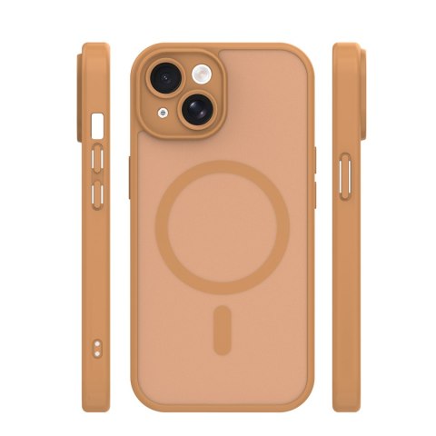 Nakładka Mag Matt do iPhone 15 6,1" brązowa camera protection
