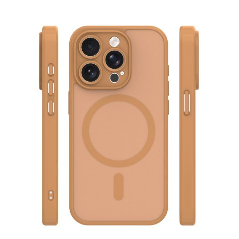 Nakładka Mag Matt do iPhone 15 Pro 6,1" brązowa camera protection