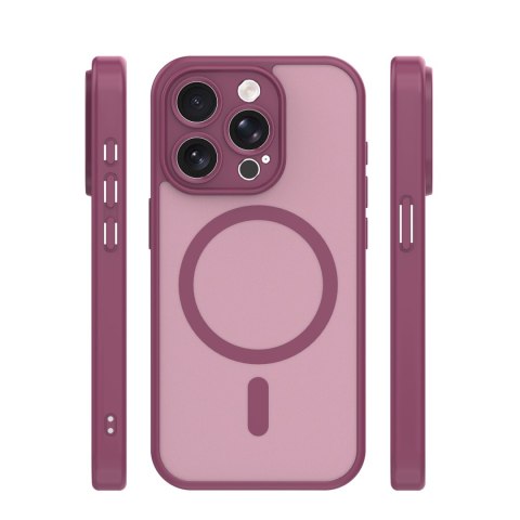 Nakładka Mag Matt do iPhone 15 Pro 6,1" bordowa camera protection